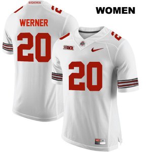 Women's NCAA Ohio State Buckeyes Pete Werner #20 College Stitched Authentic Nike White Football Jersey KS20O12QH